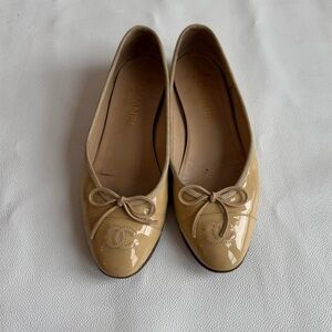 CHANEL Patent Leather Ballet Flats Butter Yellow
